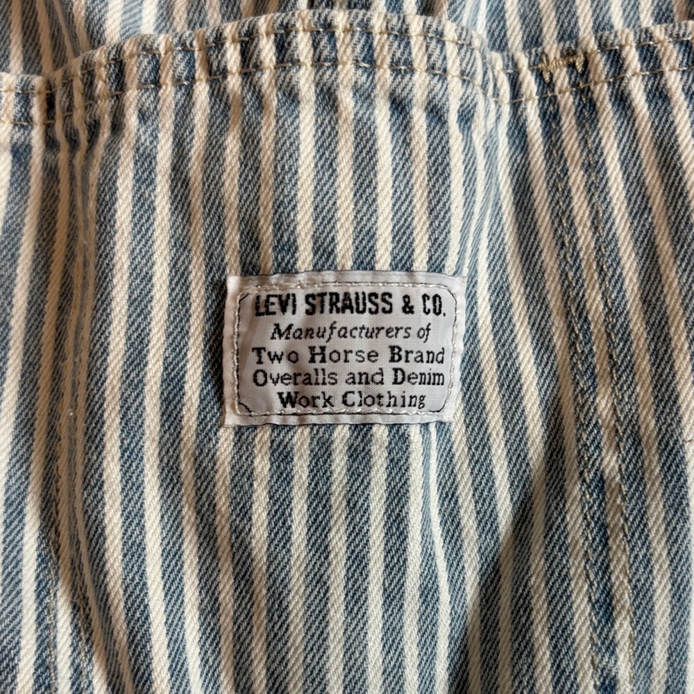 Levi's Women's Blue Striped Denim Overalls - Picture 3 of 4